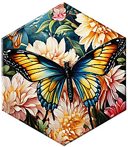Hexagon Paint by Numbers - Swallowtail Butterfly, 37x32 cm