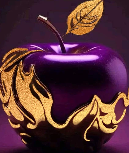 Bild nach Zahlen mit Blattgold - Violettes Apfel