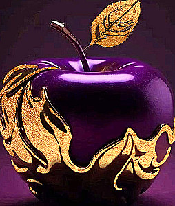 Numbered Painting with Gold Leaf - Purple Apple