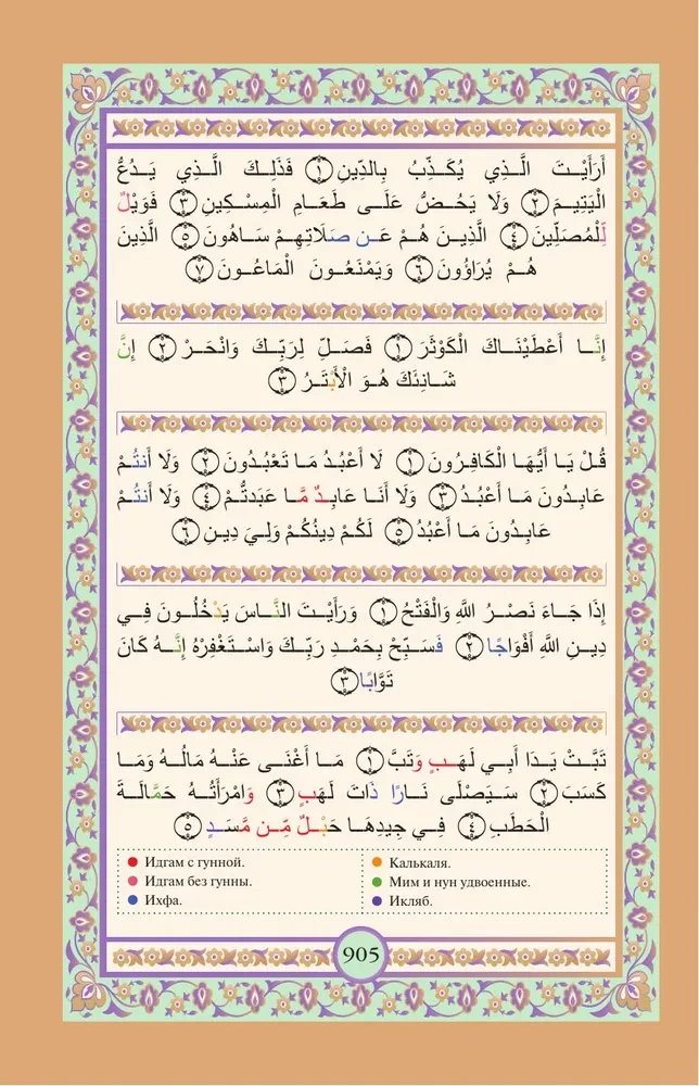 Koran. Arabischer Text, Übersetzung ins Russische, Tajwid