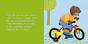 Teddy Bear Tyopa is riding a bicycle