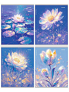 Notebook - Flowers Under the Moon, A5, 96 sheets, grid, assorted
