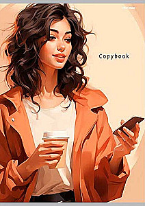 Notatnik - Brunetka z kawą, A4, 96 kartek, kratka