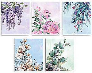 Notebook - Blooming Garden, A5, 96 sheets, grid, assorted