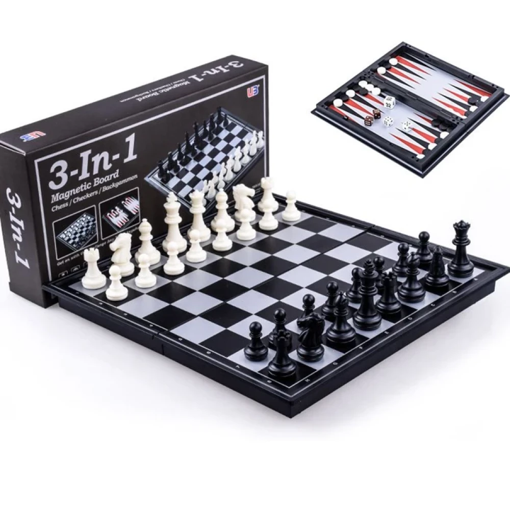 Gra magnetyczna 3 w 1 (szachy, warcaby, backgammon)