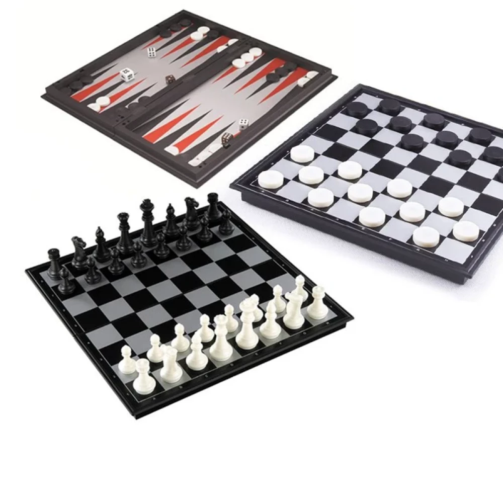 Gra magnetyczna 3 w 1 (szachy, warcaby, backgammon)