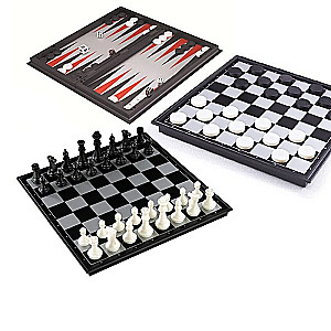 Gra magnetyczna 3 w 1 (szachy, warcaby, backgammon)