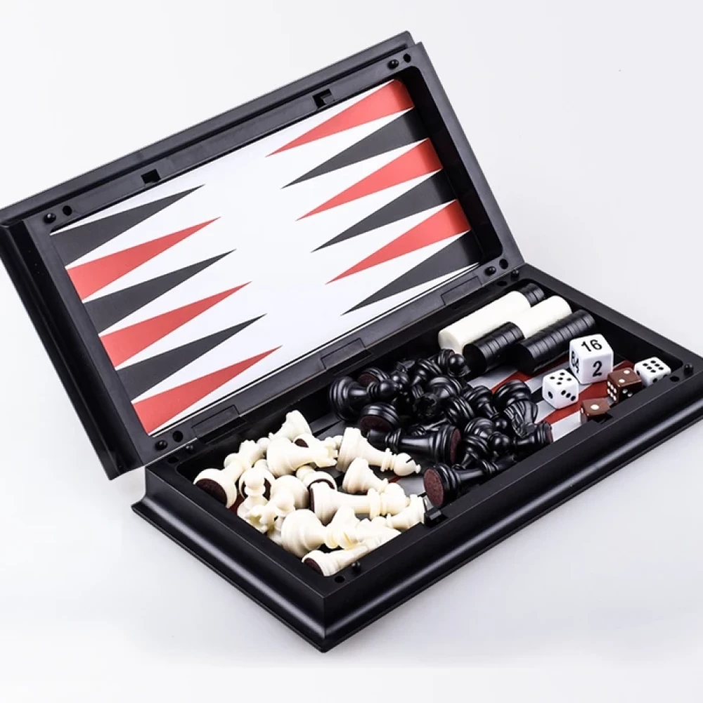 Gra magnetyczna 3 w 1 (szachy, warcaby, backgammon)