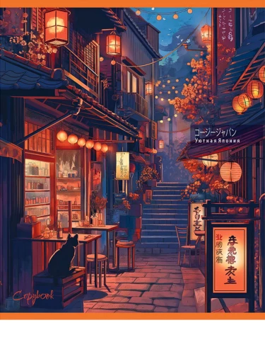 A5 Notebook - Landscapes from Anime (Grid)