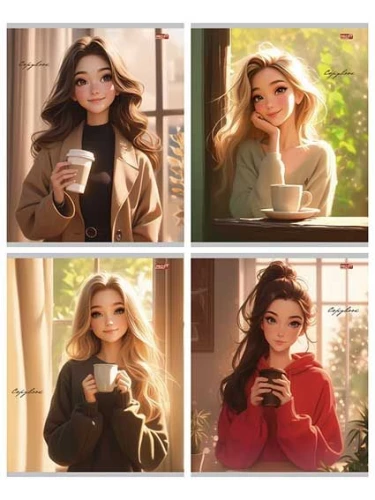 A5 Notebook - Girls with Coffee (Grid)