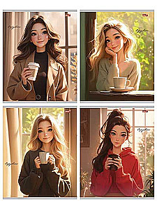 A5 Notebook - Girls with Coffee (Grid)