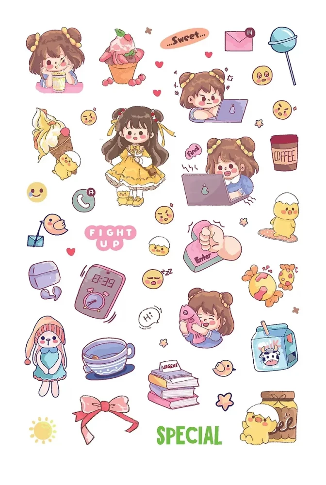 Kawaii Klubi kleebised (värvikas kaanekujundus)