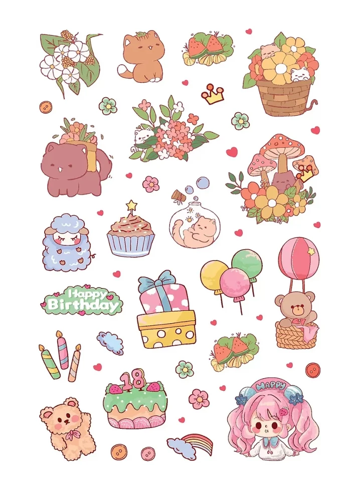 Kawaii Klubi kleebised (värvikas kaanekujundus)