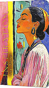 Notes Inspiration. Sztuka. Notatki. Matisse (brunetka w różowej bluzce na wielokolorowym tle)
