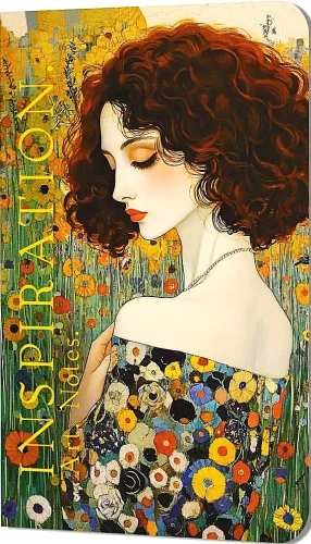 Bloknot Inspiration. Māksla. Piezīmes. Klimts (sarkana, cirtaina meitene, ziedu kleita)