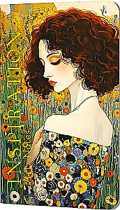 Notes Inspiration. Sztuka. Notatki. Klimt (ruda, kręcona dziewczyna, sukienka w kwiaty)