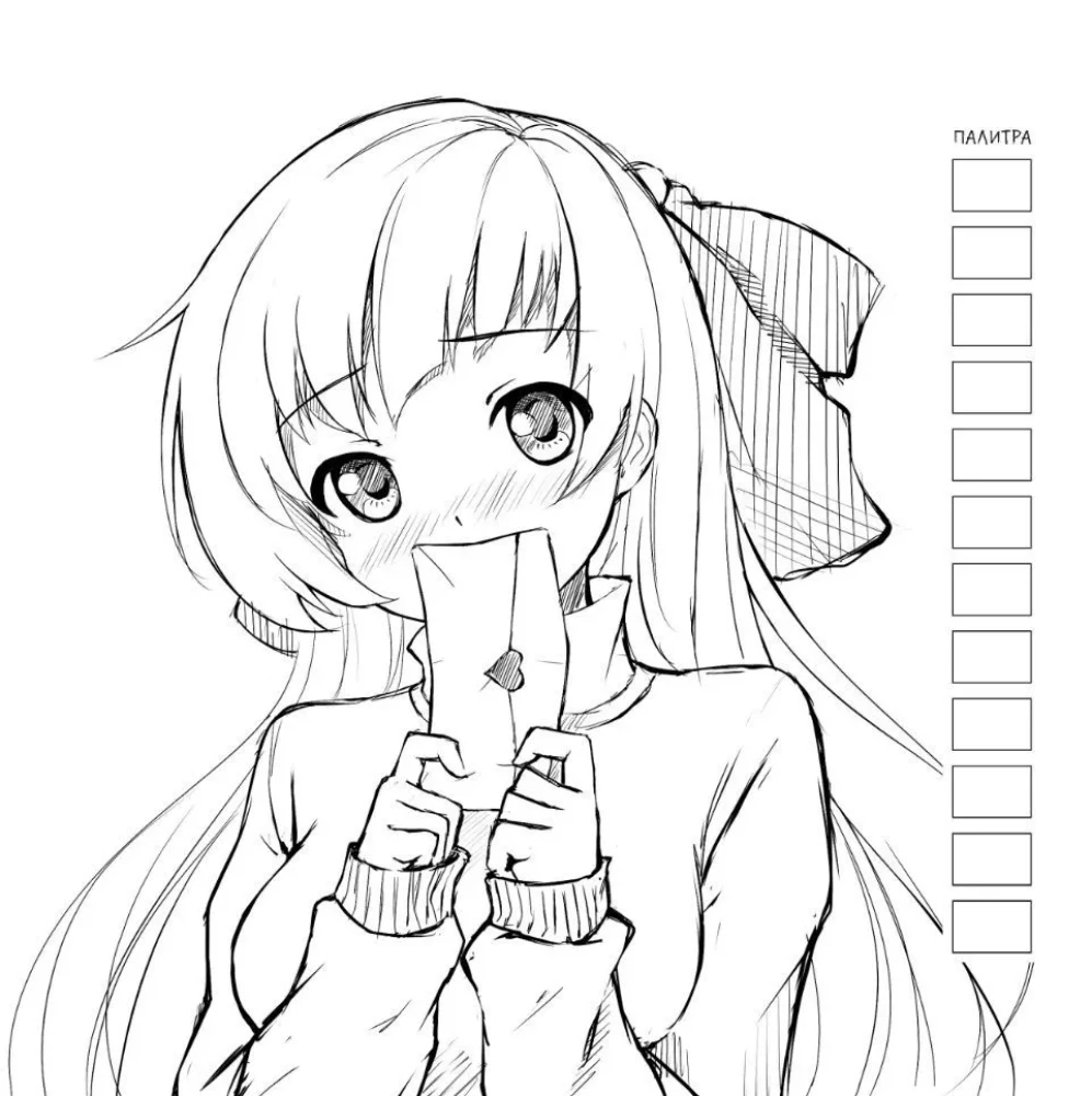 Anime! Piešimo knyga darbui su žymekliais. Mergaitė su laišku