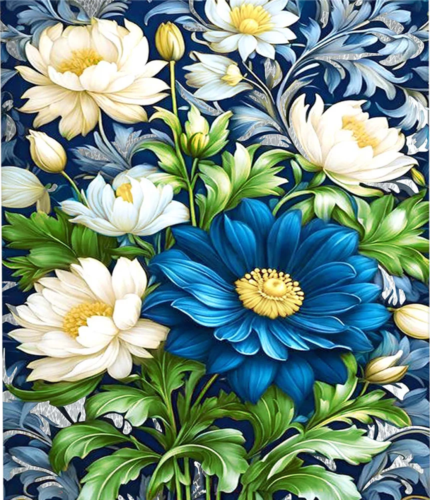 Zahlenbild mit Platinblättern - Vintage-Bouquet