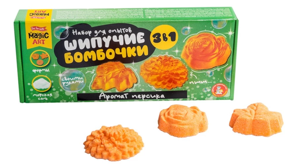 Experiment Set - Fizzy Bombs. Peach Scent. 3 in 1