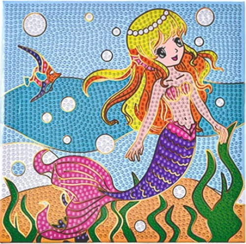 Diamond mosaic with gold embossing - Mermaid (20x20 cm)
