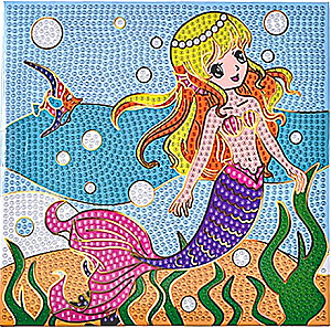 Deimantinė mozaika su auksiniu įspaudu - Undinė (20x20 cm)