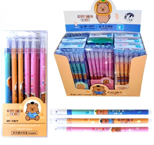 Capybara Gel Pen with Erasable Ink, Blue, Assorted