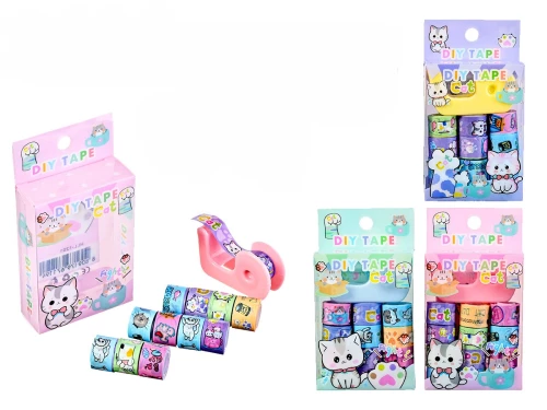 Set of Decorative Adhesive Tapes - Kittens, 12 pcs., assorted