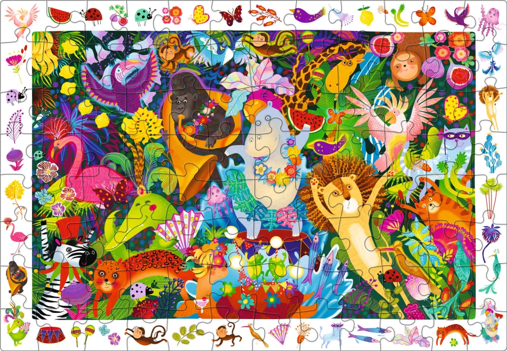 IQ Puzzle mit einem Entwicklungs-Spiel - Lustige Party im Dschungel (96 Teile)