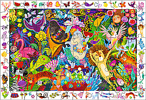 IQ Puzzle mit einem Entwicklungs-Spiel - Lustige Party im Dschungel (96 Teile)