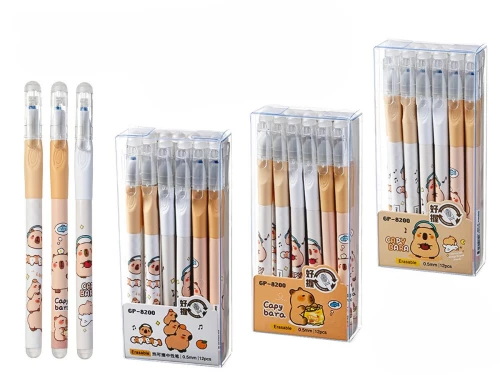 Capybara Gel Pen with Erasable Ink, Blue, Assorted