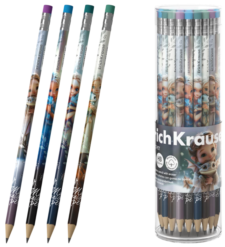 Graphite Pencil with Eraser - Magic Pet, HB