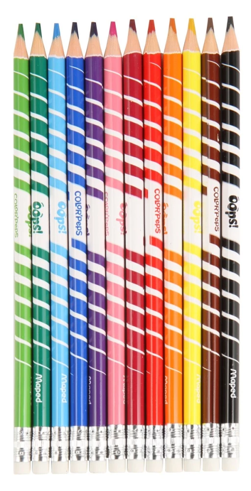 Krāsainie zīmuļi ar dzēšgumiju MAPED Color`Peps Oops 12 krāsas