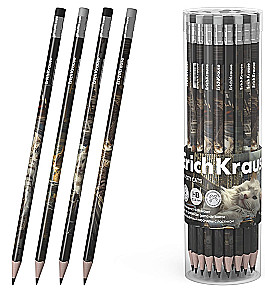 Graphite Pencil ErichKrause Big City Cats, triangular, with eraser, HB, assorted
