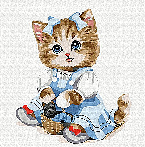 Paint by numbers (20X20) KITTEN WITH BASKET (14 colors)