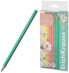 Colored Wooden Pencils ErichKrause Pastel Bloom Round, Lead 4 mm, 12 Colors