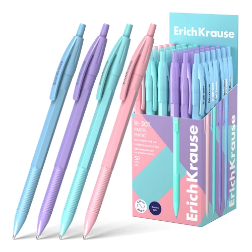 Pióro kulkowe automatyczne ErichKrause R-301 Matic Pastel 0.7, kolor tuszu niebieski, w asortymencie