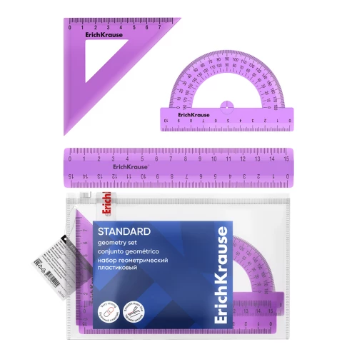 Small Geometric Set Plastic ErichKrause Standard, (Ruler, Triangle, Protractor)