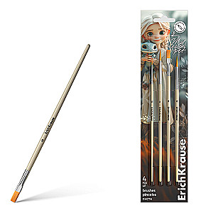 ErichKrause Magic Pet Pinsel für Wasserfarben und Gouache, synthetisch, 4 Stück