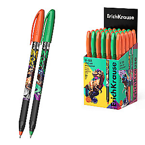 ErichKrause U-109 Stick&Grip Dino Art 1.0 Ballpoint Pen, Ultra Glide Technology, ink color blue, assorted