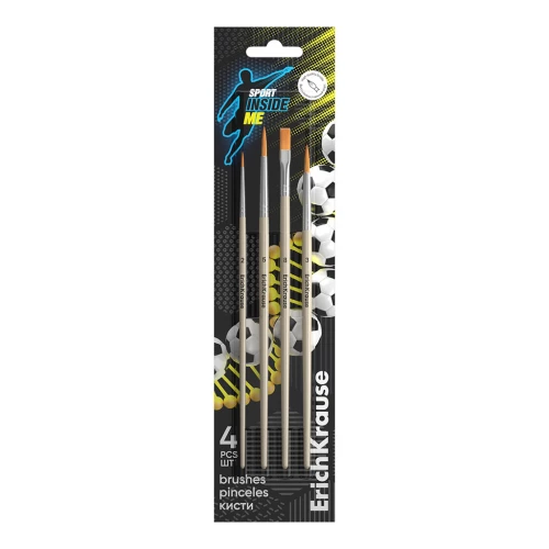 ErichKrause Sport DNA Brushes for Watercolor and Gouache, Synthetic, 4 Pieces
