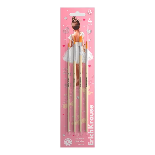 ErichKrause Pointes Brushes for Watercolor and Gouache, Synthetic, 4 Pieces