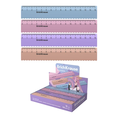 Ruler with Wavy Edge Plastic ErichKrause Manga, 15cm, Assorted