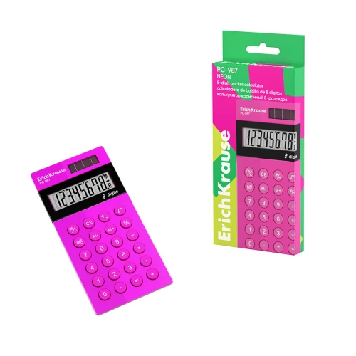 Kalkulator kieszonkowy 8-cyfrowy ErichKrause PC-987 Neon, różowy