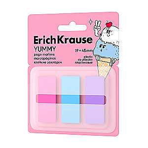 Klebemarker aus Kunststoff ErichKrause Yummy, 19x45 mm, 60 Blätter, 3 Farben