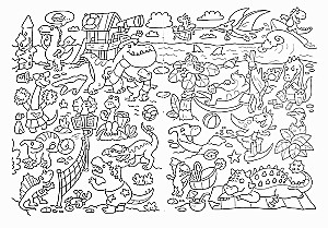 Spalvinimo knyga-vimmelbuch. Dinosaurų pasaulis