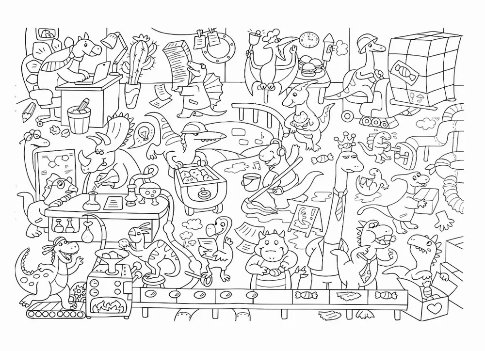 Spalvinimo knyga-vimmelbuch. Dinosaurų pasaulis