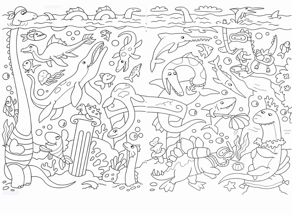Spalvinimo knyga-vimmelbuch. Dinosaurų pasaulis